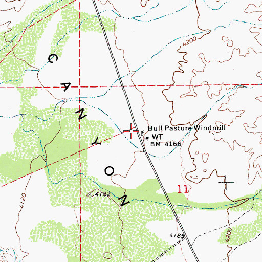 Topographic Map of Bull Pasture Windmill, AZ