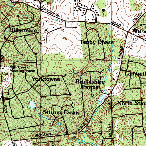 Topographic Map of Bridleshire Farms, DE