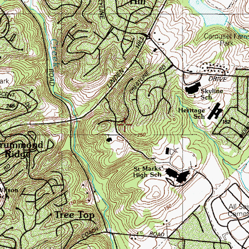 Topographic Map of Skyline Ridge, DE