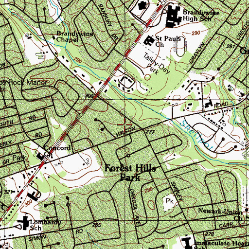 Topographic Map of Galewood, DE