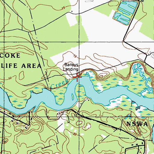 Topographic Map of Baileys Landing, DE