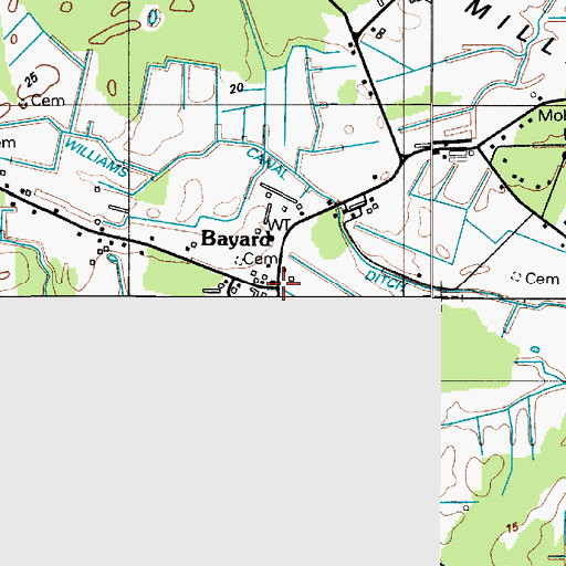 Topographic Map of Bayard, DE