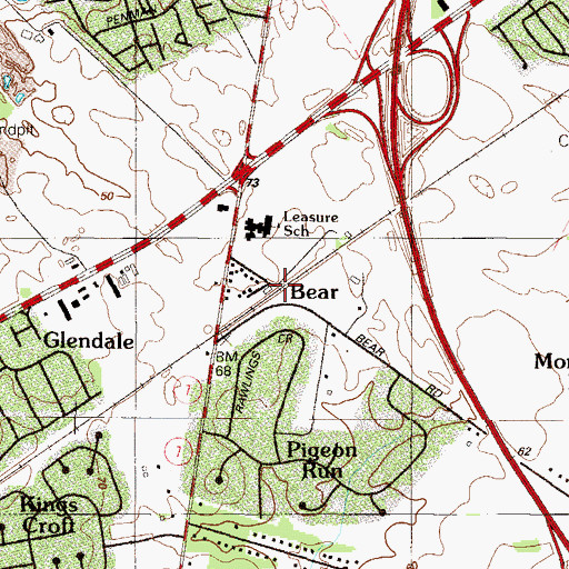 Topographic Map of Bear, DE