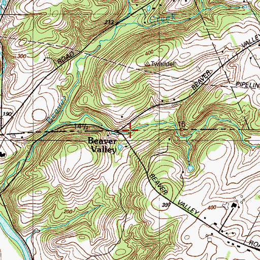 Topographic Map of Beaver Valley, DE