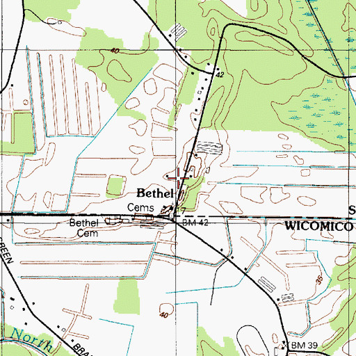 Topographic Map of Bethel, DE