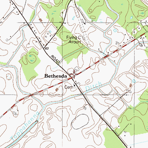 Topographic Map of Bethesda, DE