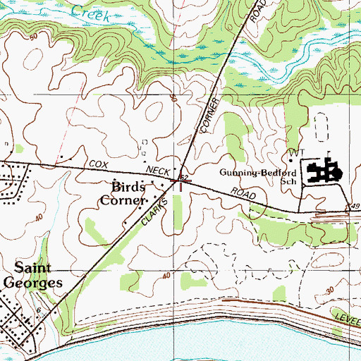 Topographic Map of Birds Corner, DE