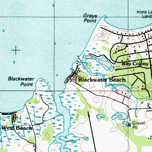 Topographic Map of Blackwater Beach, DE