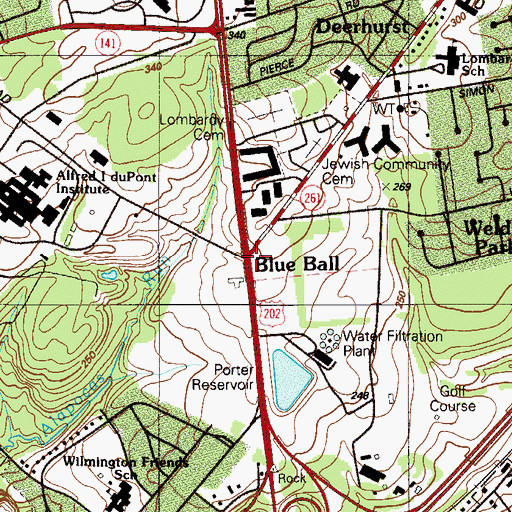 Topographic Map of Blue Ball, DE