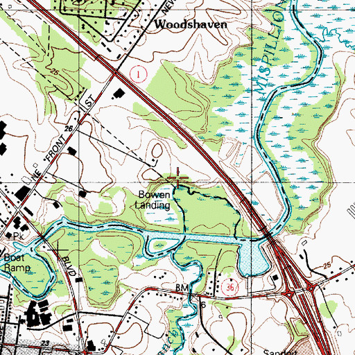 Topographic Map of Bowen Landing, DE