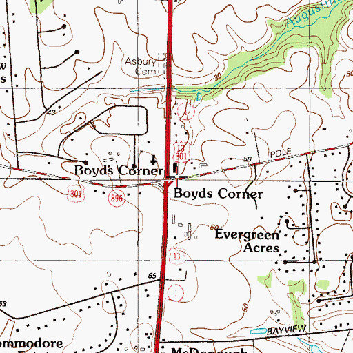 Topographic Map of Boyds Corner, DE