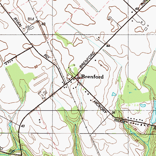 Topographic Map of Brenford, DE