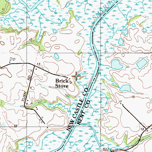 Topographic Map of Brick Store, DE