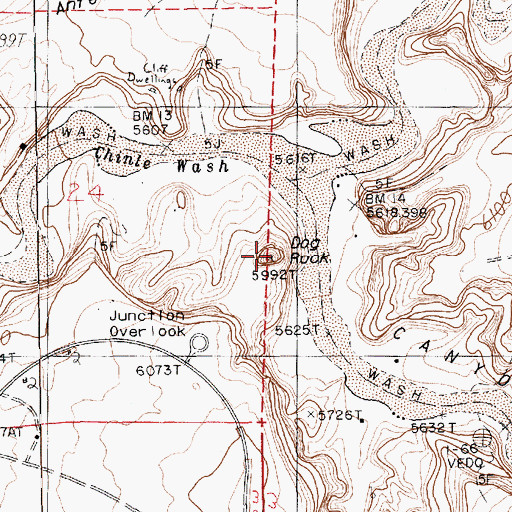 Topographic Map of Dog Rock, AZ