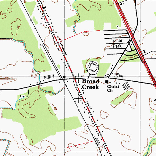 Topographic Map of Broad Creek, DE