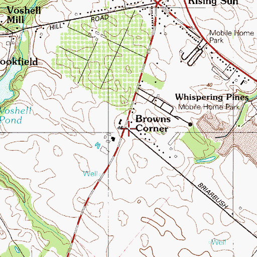 Topographic Map of Browns Corner, DE
