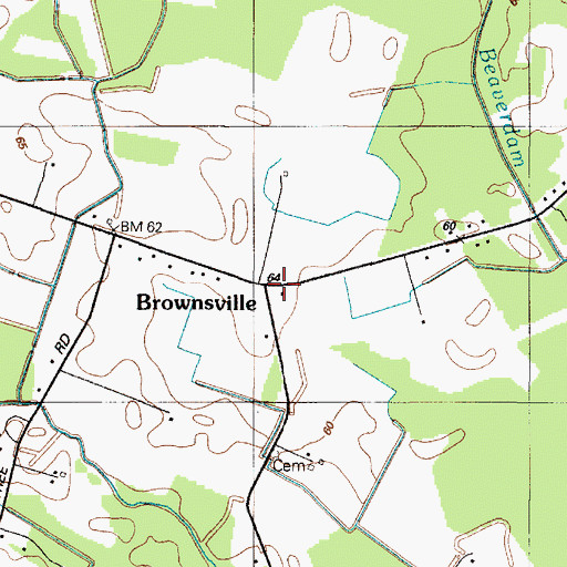 Topographic Map of Brownsville, DE