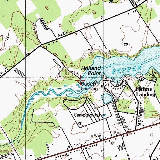 Topographic Map of Buck Hill Landing, DE
