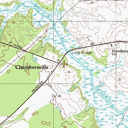 Topographic Map of Chambersville, DE