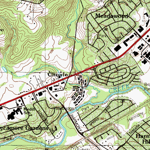 Topographic Map of Choate, DE