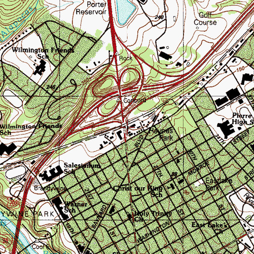 Topographic Map of Concord, DE