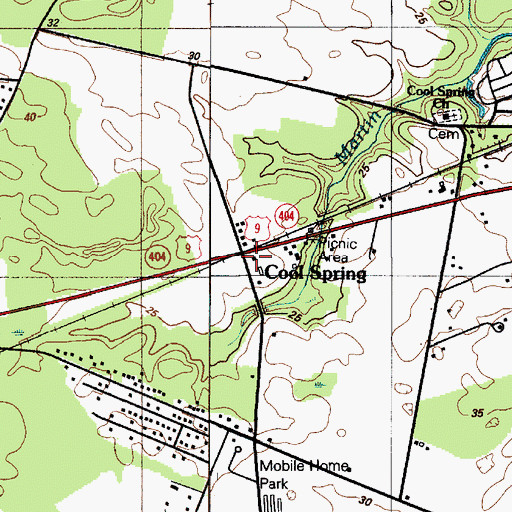 Topographic Map of Cool Spring, DE