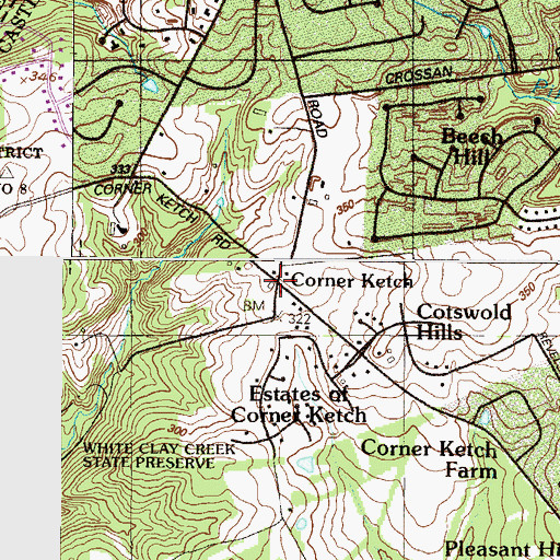 Topographic Map of Corner Ketch, DE