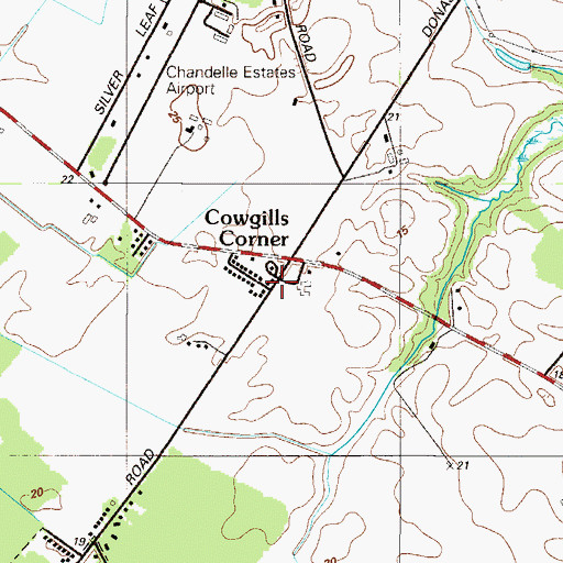 Topographic Map of Cowgills Corner, DE