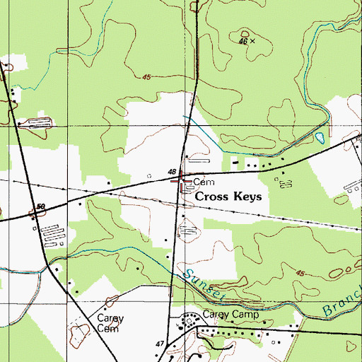 Topographic Map of Cross Keys, DE