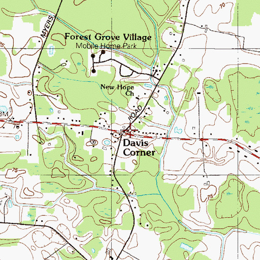Topographic Map of Davis Corner, DE