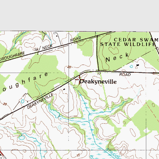 Topographic Map of Deakyneville, DE