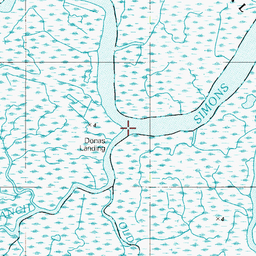 Topographic Map of Donas Landing, DE