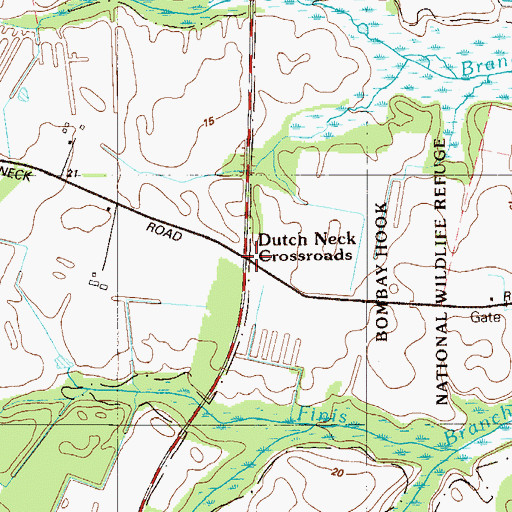 Topographic Map of Dutch Neck Crossroads, DE