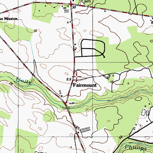 Topographic Map of Fairmount, DE