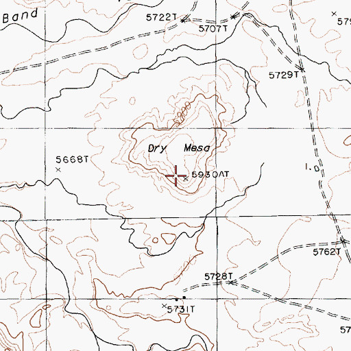 Topographic Map of Dry Mesa, AZ