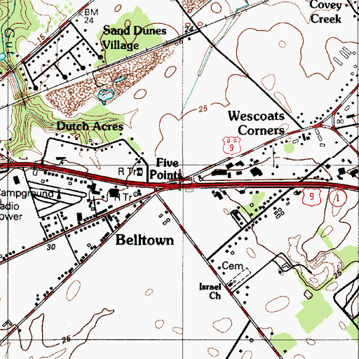 Topographic Map of Five Points, DE