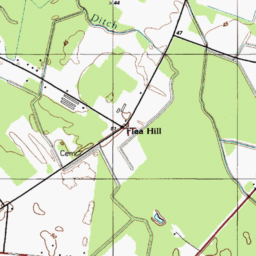 Topographic Map of Flea Hill, DE