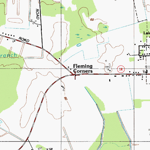 Topographic Map of Fleming Corners, DE