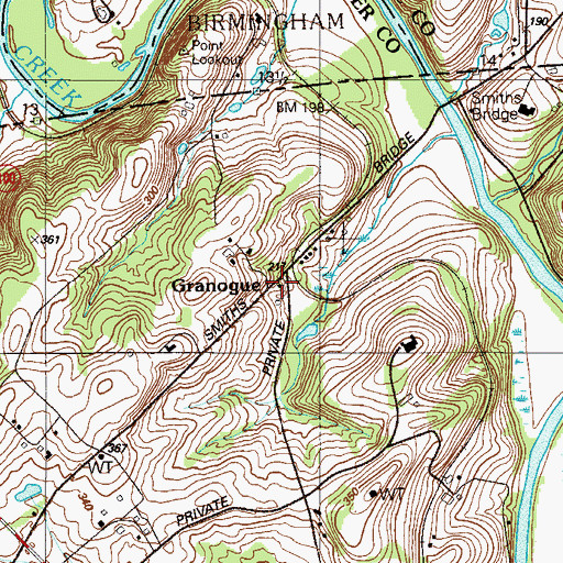 Topographic Map of Granogue, DE