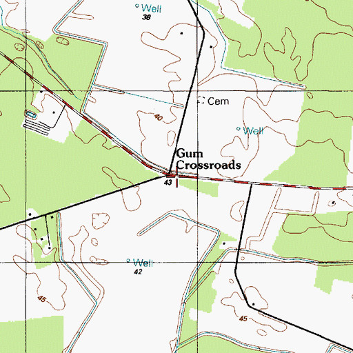 Topographic Map of Gum Crossroads, DE