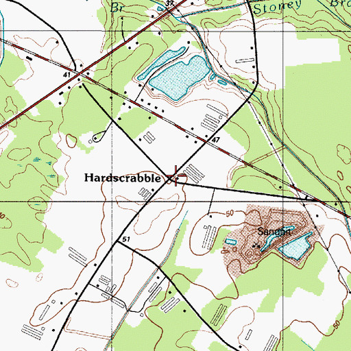 Topographic Map of Hardscrabble, DE