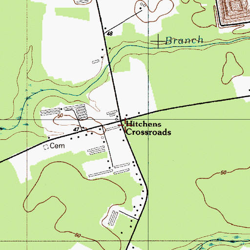 Topographic Map of Hitchens Crossroads, DE