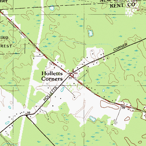 Topographic Map of Holletts Corners, DE