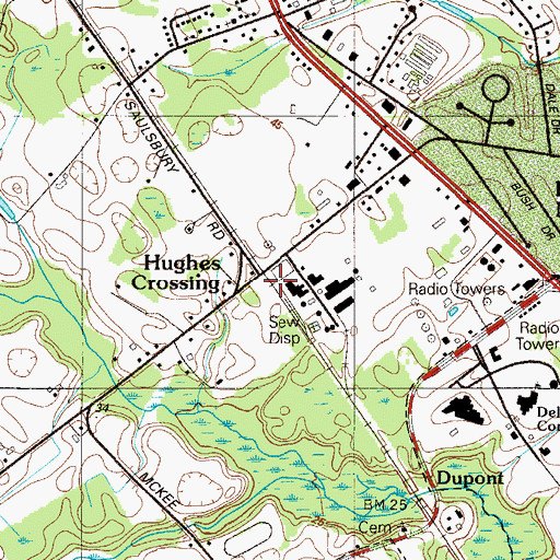 Topographic Map of Hughes Crossing, DE