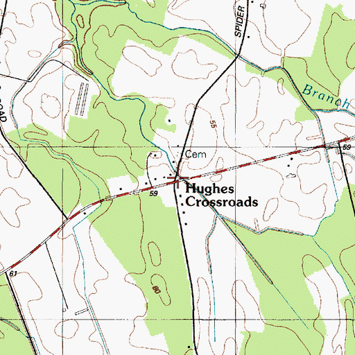 Topographic Map of Hughes Crossroads, DE