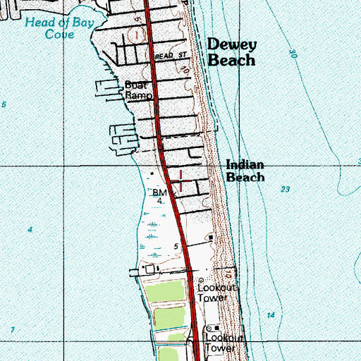 Topographic Map of Indian Beach, DE