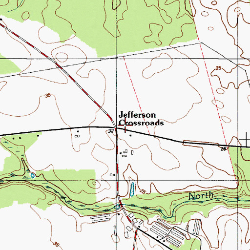 Topographic Map of Jefferson Crossroads, DE