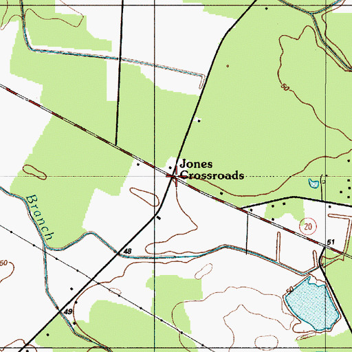 Topographic Map of Jones Crossroads, DE