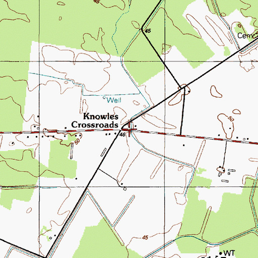 Topographic Map of Knowles Crossroads, DE