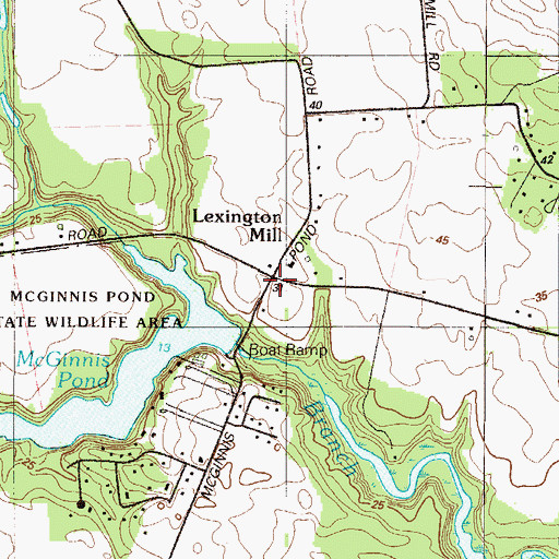 Topographic Map of Lexington Mill, DE
